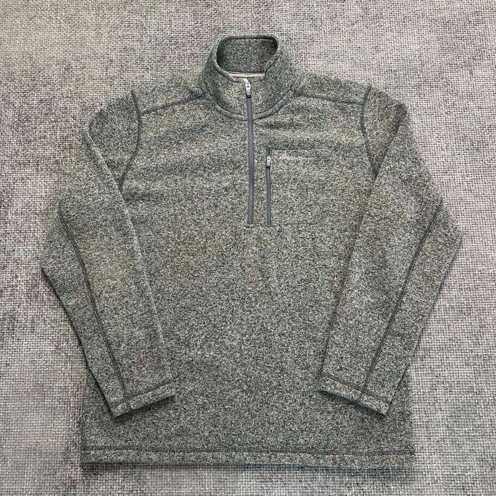 Eddie Bauer Quarter Zip Pullover Mens L Gray Heather Knit Fleece Gorpcore